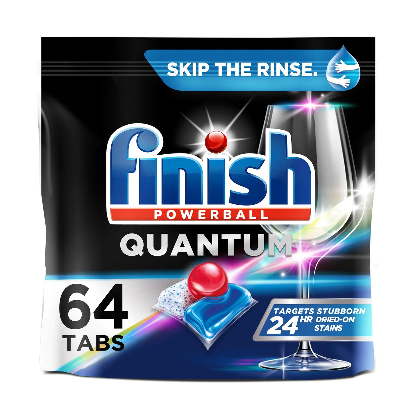FINISH Quantum Powerball Dishwasher Pods Dishwasher Detergent Liquid Dishwasher Soap Advanced Clean & Shine 64ct Dishwasher Tablets