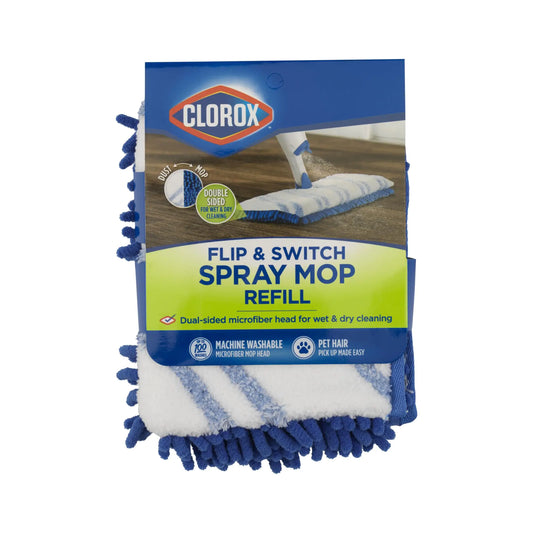 Clorox Flip & Switch Spray Dual-Sided Microfiber Head Mop Refill Flip and Switch White