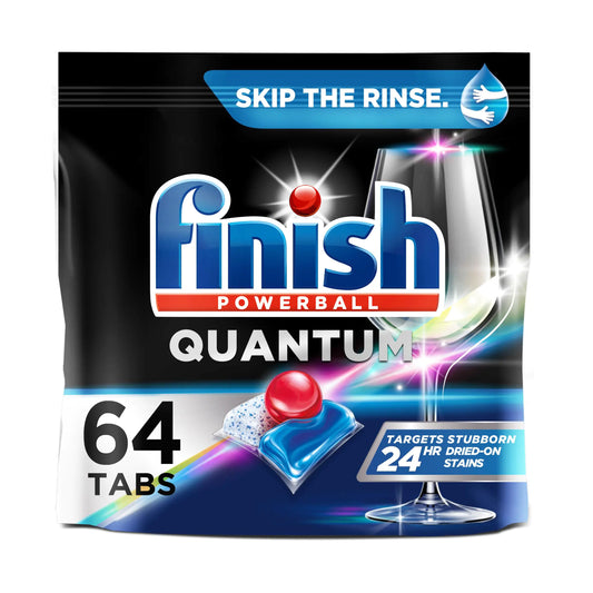 FINISH Quantum Powerball Dishwasher Pods Dishwasher Detergent Liquid Dishwasher Soap Advanced Clean & Shine 64ct Dishwasher Tablets